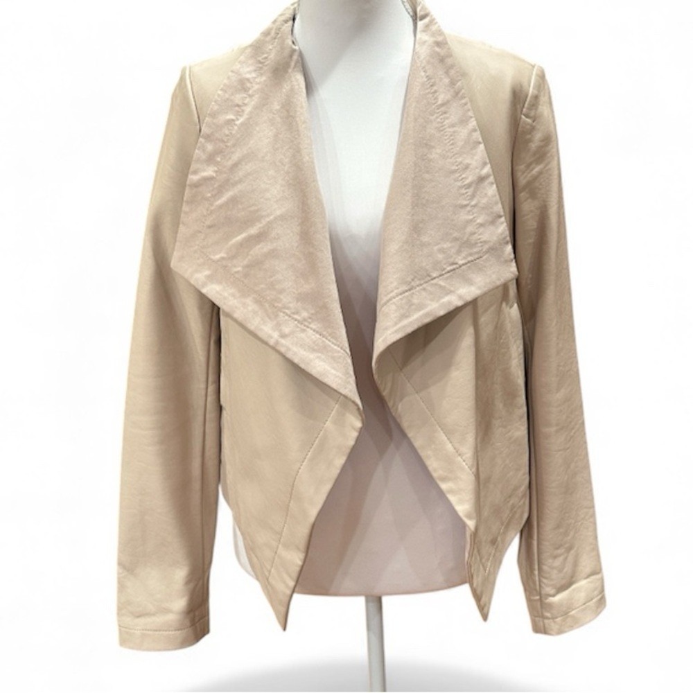 The Limited Soft‎ Pink Faux Leather Blazer with Draped Collar XS